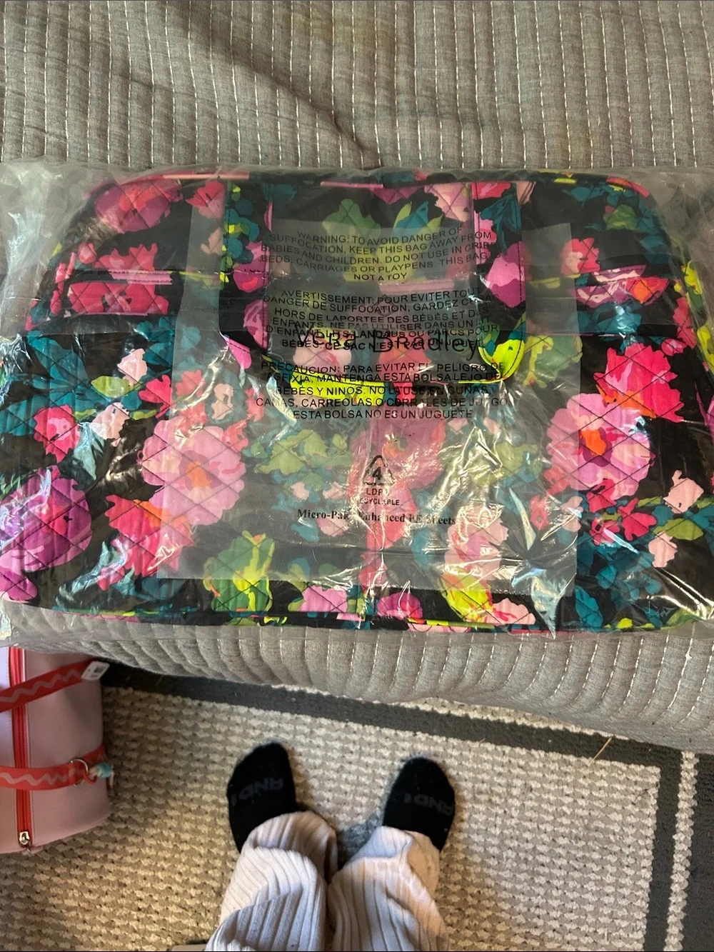Vera Bradley Floral Quilted Cosmetic Case - Pink Multi on Black